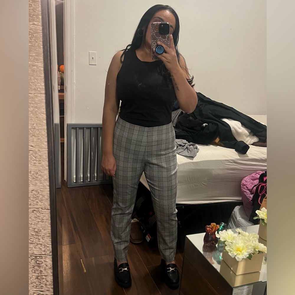 Gray Plaid Women's Pants